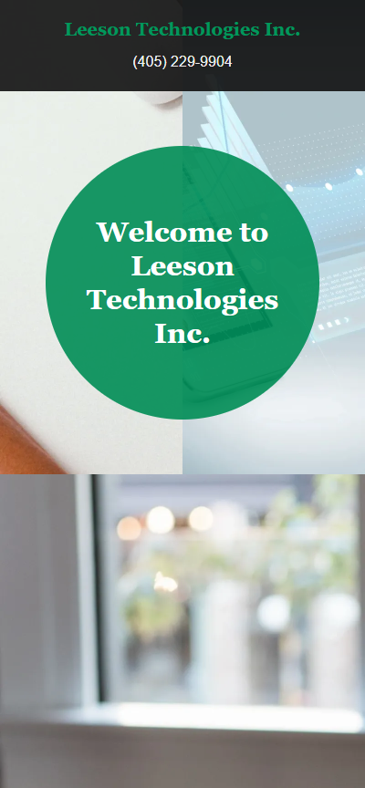 Previous Leeson Technologies homepage on a phone, built with GoDaddy Website Builder